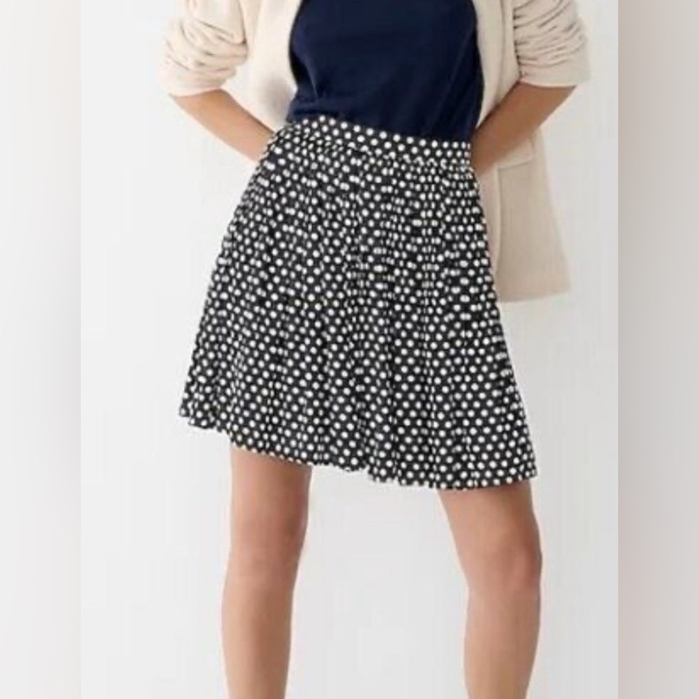 NWOT JCrew Featherweight satin mini skirt in dot - Picture 2 of 6
